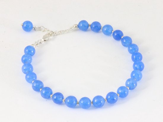 Armband van blauwe chalcedoon en zilveren kralen afbeelding 1