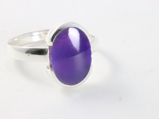 Hoogglans zilveren ring met paarse agaat afbeelding 1