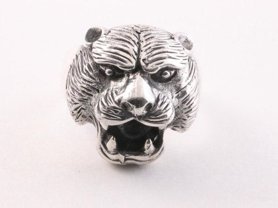 Zilveren ring met tijgerkop afbeelding 2