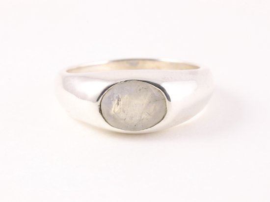 Hoogglans zilveren ring met regenboog maansteen afbeelding 4