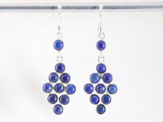 Lange zilveren oorbellen met lapis lazuli afbeelding 3