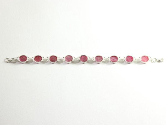 Zilveren schakelarmband met robijn afbeelding 2