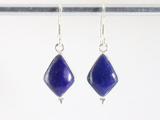 Fijne zilveren oorbellen met lapis lazuli afbeelding 3