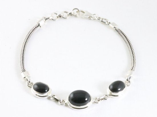 Zilveren armband met onyx afbeelding 1