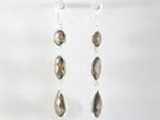 Lange zilveren oorbellen met rookkwarts afbeelding 2