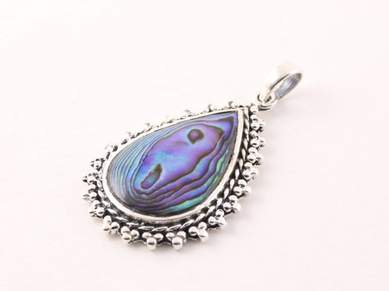 Bewerkte zilveren hanger met abalone schelp afbeelding 2