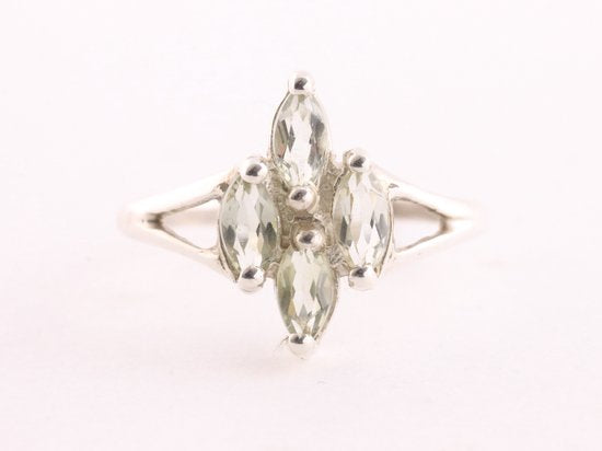 Fijne zilveren ring met groene amethist afbeelding 4