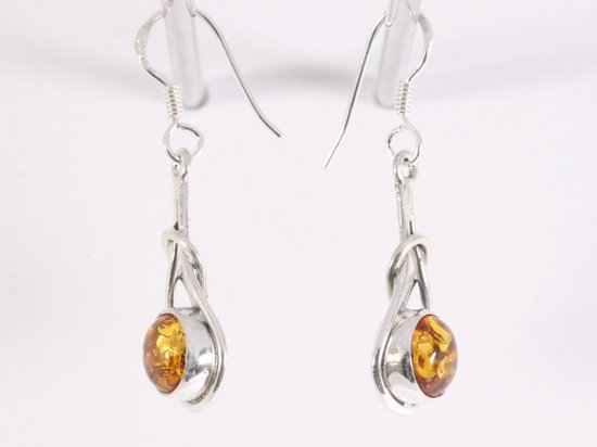 Zilveren oorbellen met amber afbeelding 2