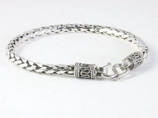 Bewerkte zilveren armband met vossenstaart schakels afbeelding 2