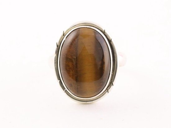 Ovale zilveren ring met tijgeroog afbeelding 4