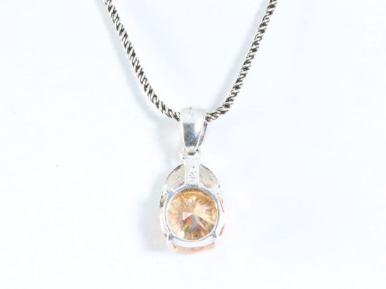 Fijne zilveren hanger met citrien en marcasiet aan ketting afbeelding 3