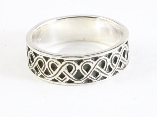 Zilveren ring met fantasie gravering afbeelding 1