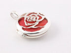 Rond bewerkt zilveren medaillon met rode koraal steen afbeelding 2