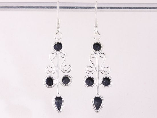 Lange zilveren oorbellen met blauwe zonnesteen afbeelding 3