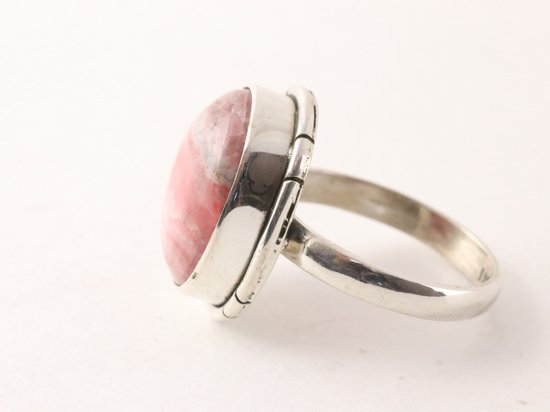Ovale zilveren ring met rhodochrosiet afbeelding 2