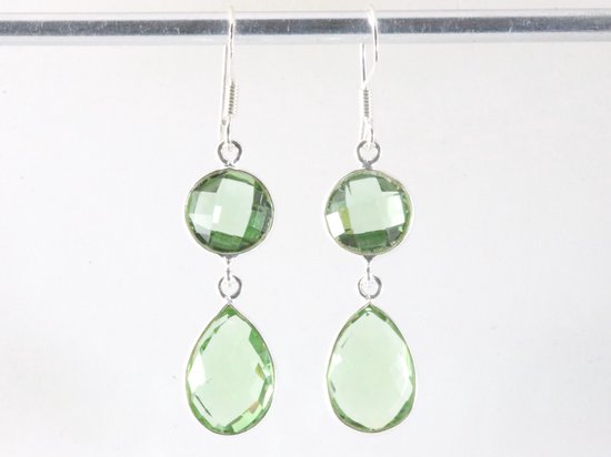 Zilveren oorbellen met groene amethist afbeelding 4