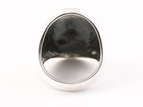 Zware ovale zilveren zegelring met Ganesha afbeelding 3