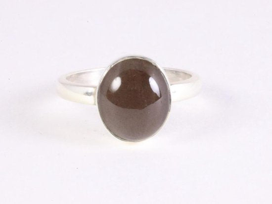 Hoogglans zilveren ring met rode ster saffier afbeelding 4