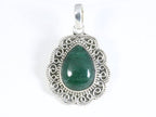 Bewerkte zilveren hanger met jade afbeelding 4