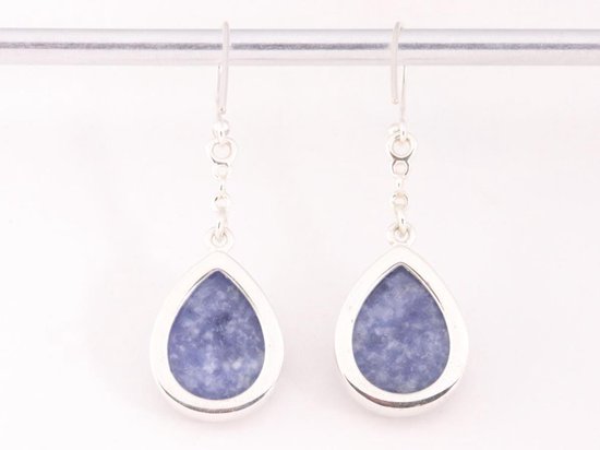 Druppelvormige zilveren oorbellen met sodaliet afbeelding 3