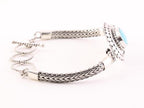 Traditionele bewerkte zilveren armband met turkoois afbeelding 2