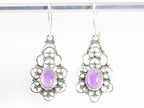 Opengewerkte zilveren oorbellen met amethist afbeelding 3
