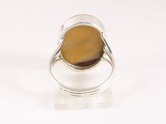 Grote ovale zilveren ring met mookaiet afbeelding 3