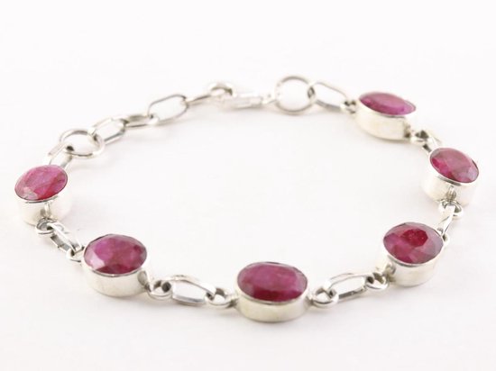 Zilveren armband met robijn afbeelding 2