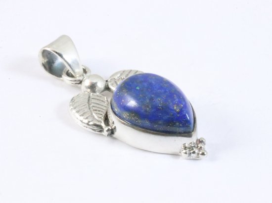 Bewerkte zilveren hanger met lapis lazuli afbeelding 2