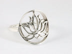 Ronde zilveren lotus bloem ring afbeelding 1