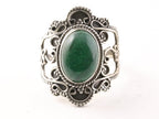 Bewerkte zilveren ring met jade afbeelding 4