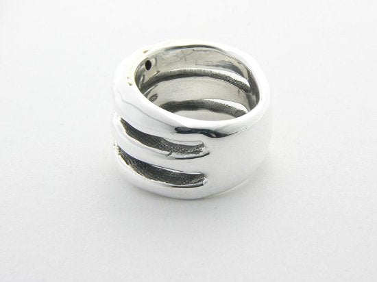Opengewerkte zilveren elektroform ring afbeelding 3