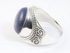Zware bewerkte zilveren ring met lapis lazuli afbeelding 2