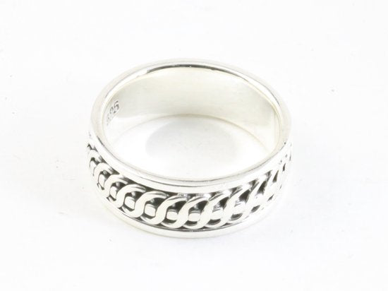 Zware zilveren ring met kabelpatroon afbeelding 2
