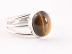 Opengewerkte zilveren ring met tijgeroog afbeelding 1