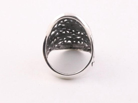 Langwerpige opengewerkte zilveren ring afbeelding 3