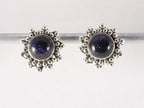 Fijne bewerkte zilveren oorstekers met blauwe zonnesteen afbeelding 1