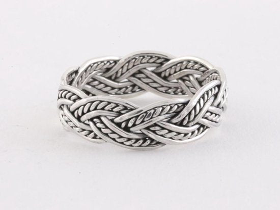 Gevlochten zilveren ring afbeelding 1