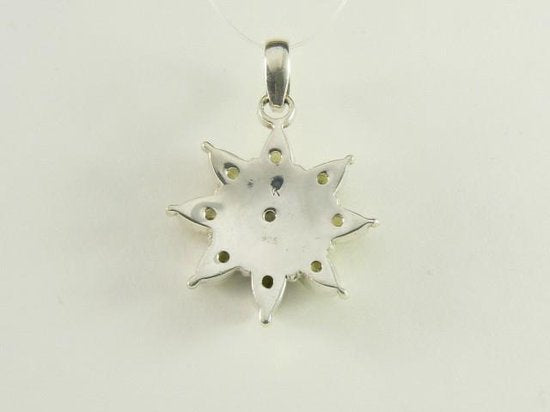 Bloemvormige zilveren hanger met citrien aan ketting afbeelding 3