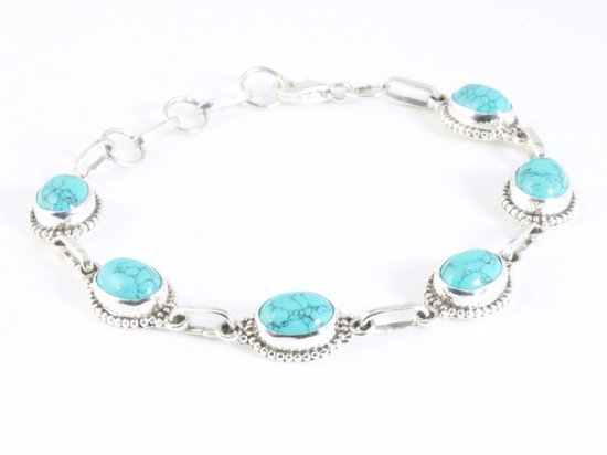 Bewerkte zilveren armband met turkoois afbeelding 2