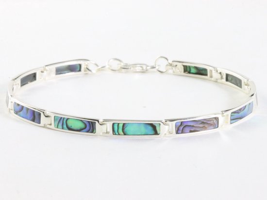 Hoogglans zilveren armband met abalone schelp afbeelding 1