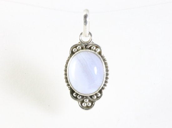 Fijne bewerkte zilveren hanger met blauwe lace agaat afbeelding 4