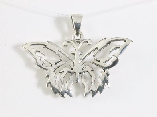 Opengewerkte zilveren vlinder hanger afbeelding 4