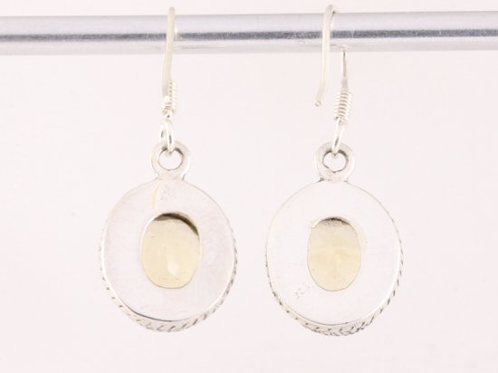 Bewerkte ovale zilveren oorbellen met citrien afbeelding 3