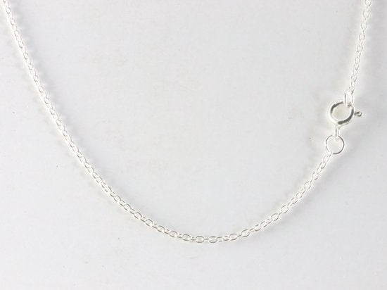 Fijne bewerkte zilveren hanger met robijn aan ketting afbeelding 5