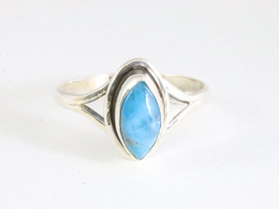 Fijne zilveren ring met blauwe apatiet afbeelding 4