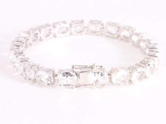 Zilveren tennisarmband met bergkristal afbeelding 2