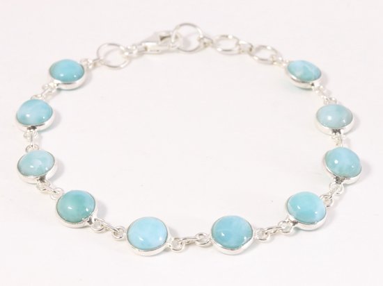 Fijne zilveren armband met larimar afbeelding 1