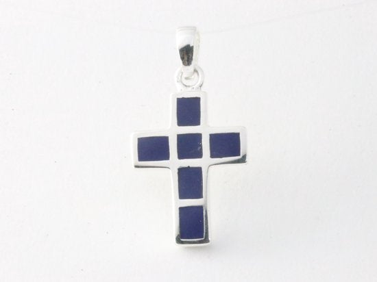 Zilveren kruishanger met lapis lazuli afbeelding 4
