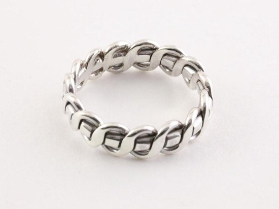 Zilveren kabelpatroon ring afbeelding 2